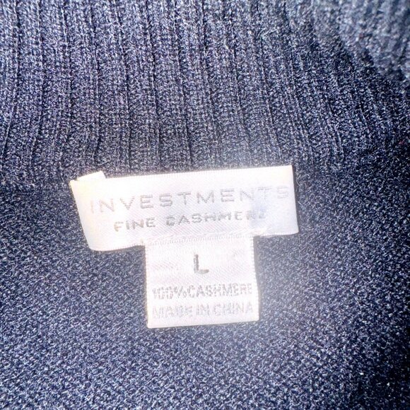 Investments Black Fine Cashmere Mock Neck Sweater L Womens Classic Style Preppy - Picture 6 of 9